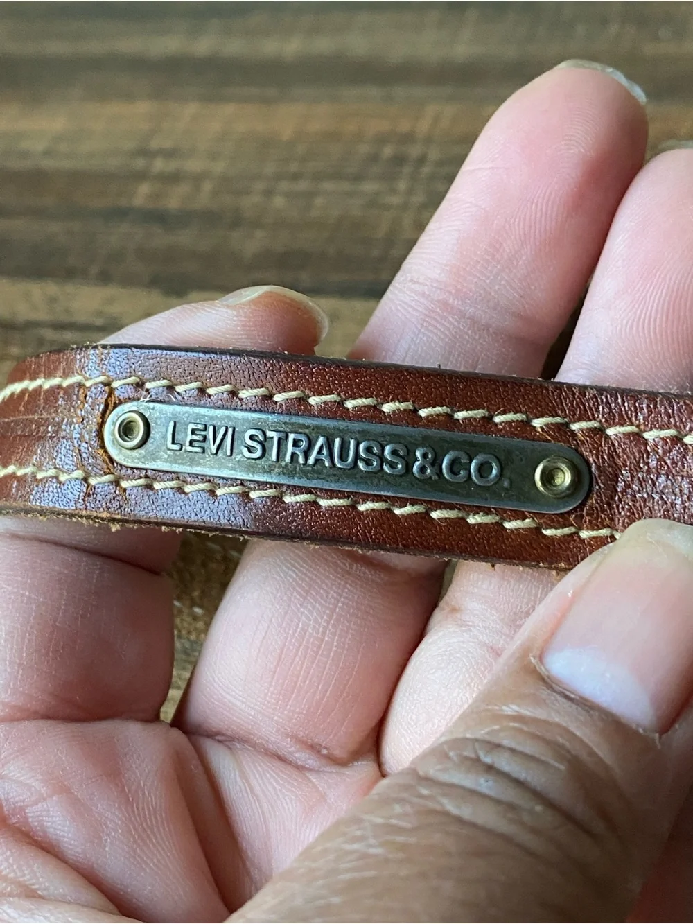 Vintage Levi Strauss & Co Leather Skinny Belt, 28”